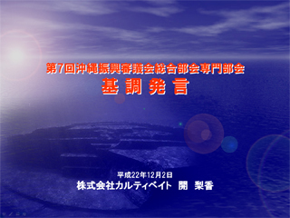 第7回沖縄振興審議会総合部会専門部会 基調発言